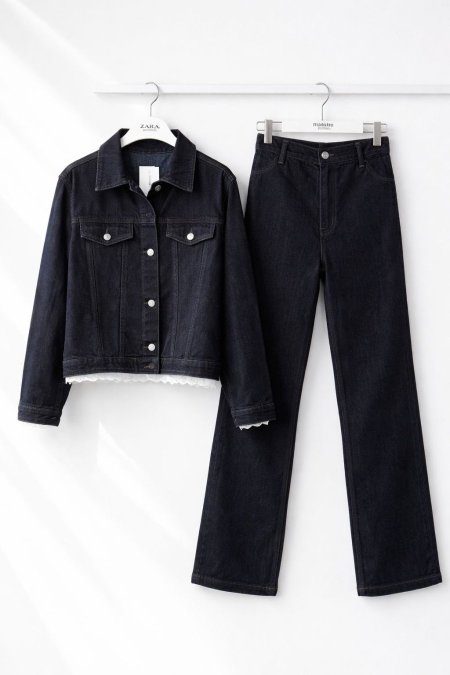 طقم جينز مع دانتيل