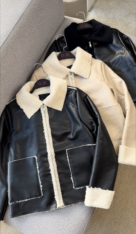 جكيت جلد مع فرو