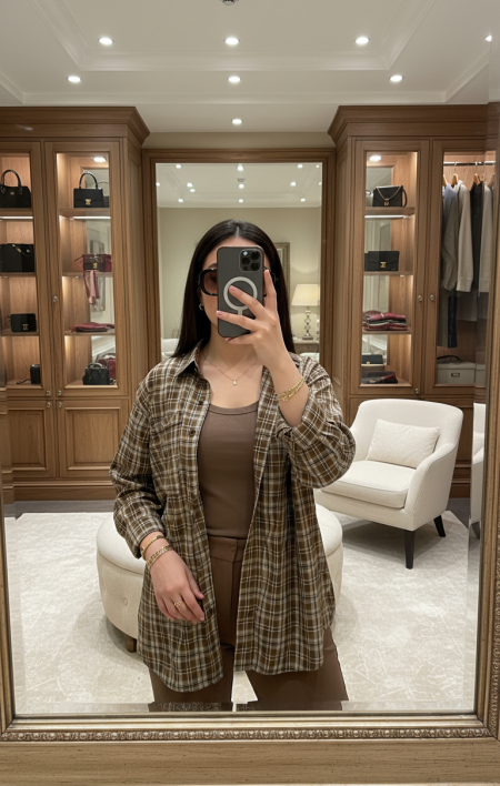 قميص كاروهات مع شيال 9958