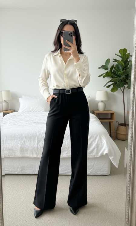 بنطلون رسمي مع قشاط بدون كسرات 25371