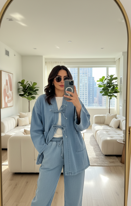 طقم جينز فاتح