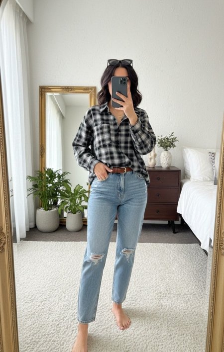 قميص كاروهات مع جيبة