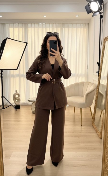 طقم جينز مع قشاط