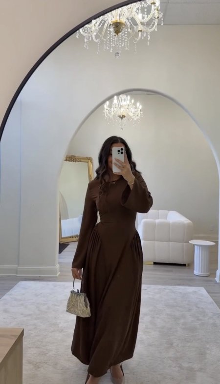 فستان طويل ربطة من ورى