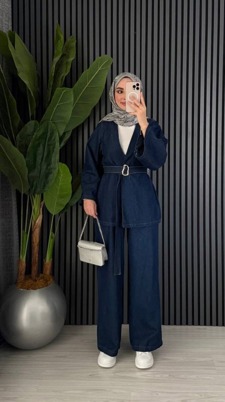 طقم جينز مع قشاط 2115