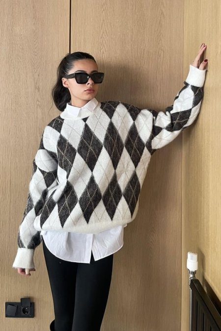 بلوز صوف كاروهات 2615