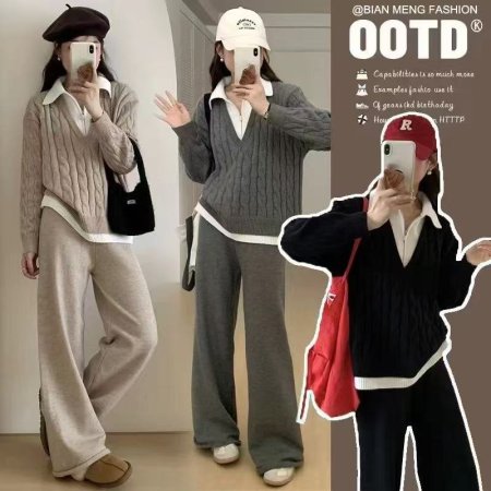 طقم صوف قبة قميص 398