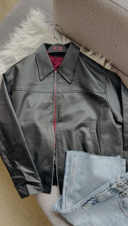 جكيت جلد مع سحاب